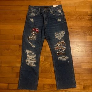 Women’s Zara Trafaluc Blue Jeans Size 4 Tomboy Dance Forever Sequin